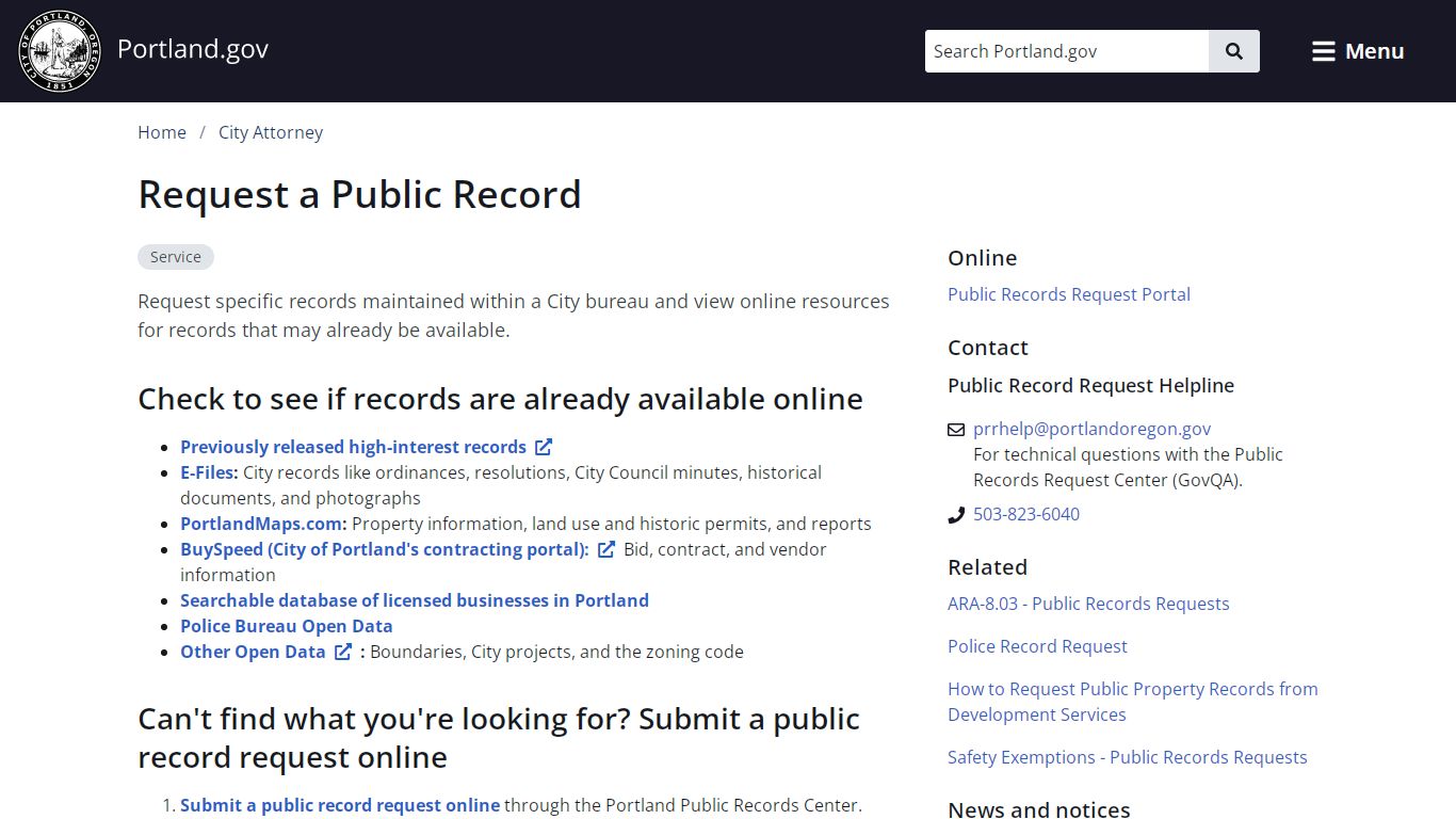 Request a Public Record - Portland.gov