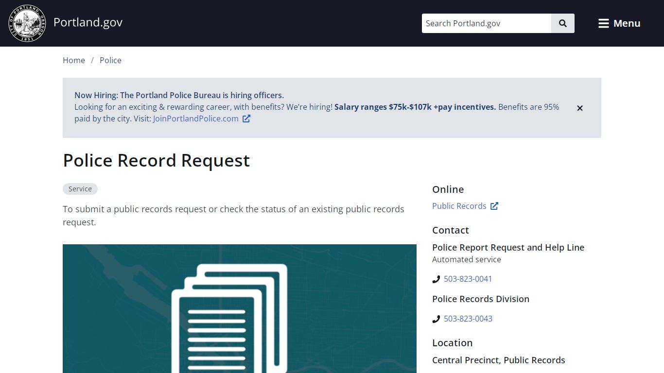 Police Report or Record: Online Request | Portland.gov